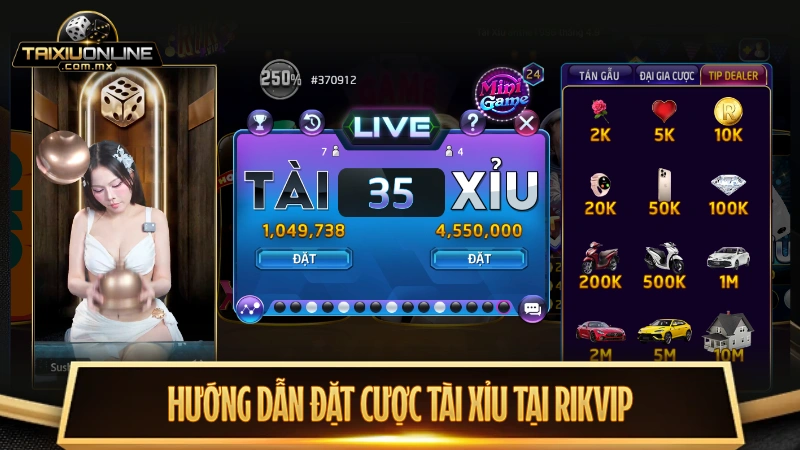 Hướng dẫn tham gia đặt cược tài xỉu tại Rik Vip