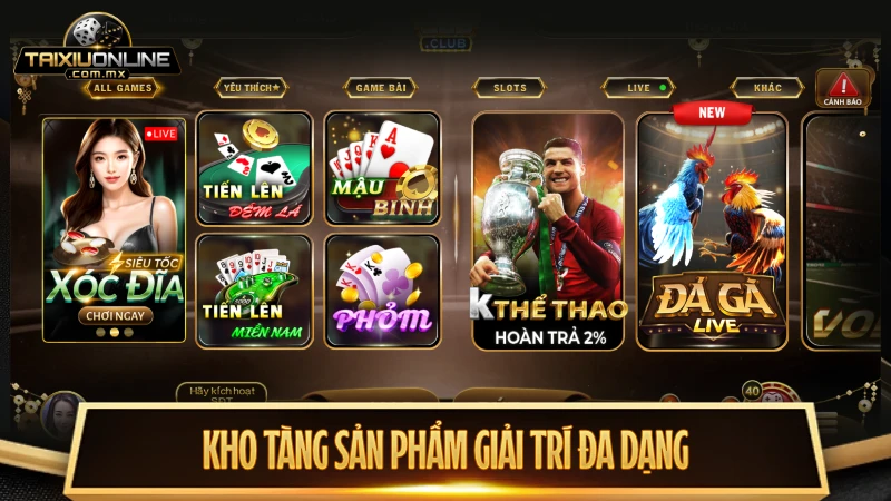Kho tàng sản phẩm đa dạng, phục vụ mọi nhu cầu giải trí của người chơi