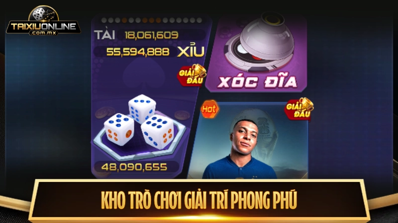 Kho trò chơi giải trí phong phú với đa dạng chủ đề